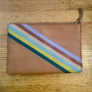 Madewell brown leather clutch